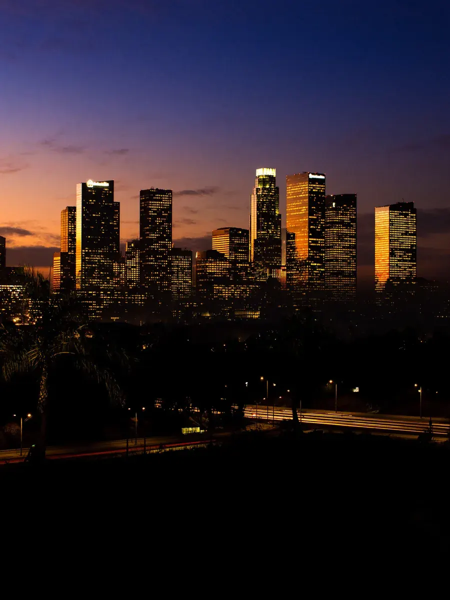 Perfil del centro de San José al atardecer, Silicon Valley